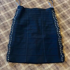 Elegant Black Lace-Up Skirt HERVE LEGER